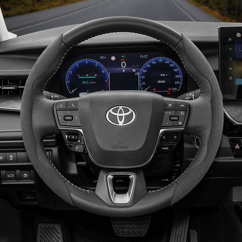 Suitable for Toyota Anti-Slip Buckle Segmented Suede Steering Wheel Cover Suitable for Yaris Auris Chr Corolla Rav4 Hilux Wish Roomy Aqua Probox Prius