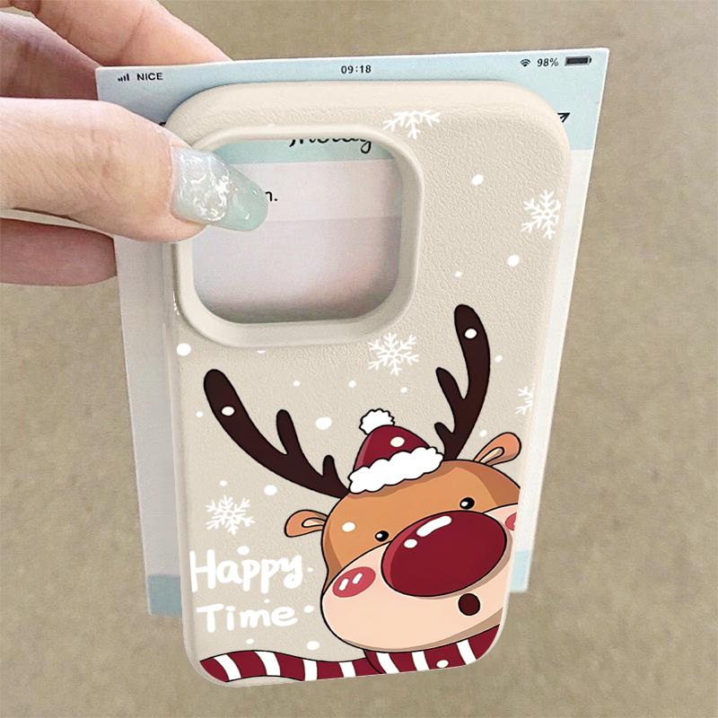 Husă Laser Drăguță cu Imprimeu Elan de Crăciun Pentru iPhone Air 17 16 15 14 13 12 Pro Max 16 15 Plus 13 17 Pro 11 Husă Hard Rezistentă la Șocuri