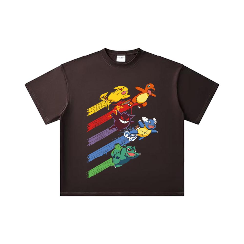 260 GSM Double Yarn 32 Count 100% Cotton Pokemon V21 Print Unisex Heavy Cotton T Shirt