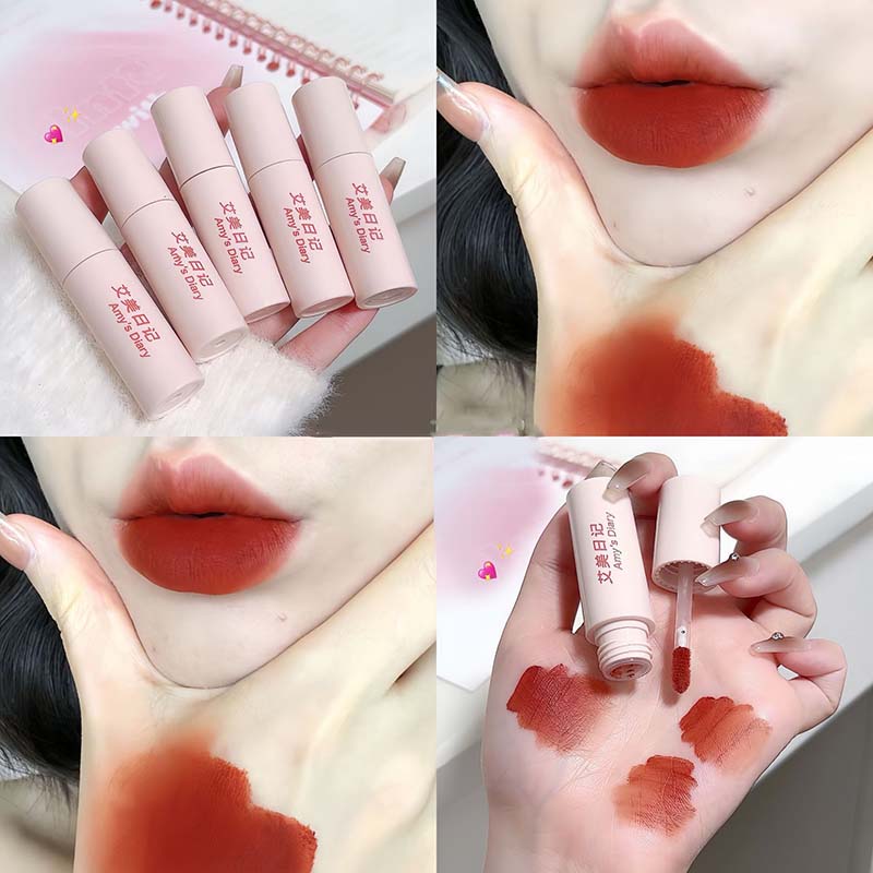 Matte Liquid Lipstick Waterproof Silky Smooth Soft Mist Velvet Apricot Lip Gloss Makeup Lip Mud for Women Lip Stain Cosmetics