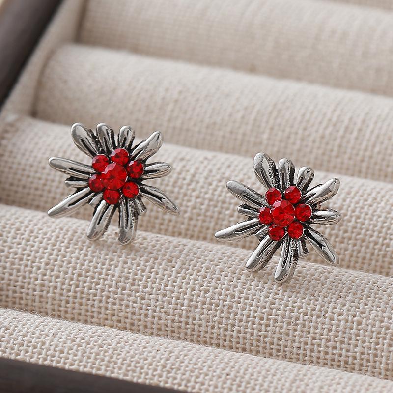 

Серьги-пусеты Эдельвейс в стиле ретро, роскошные, изысканные ювелирные аксессуары из сплава для женщин красный