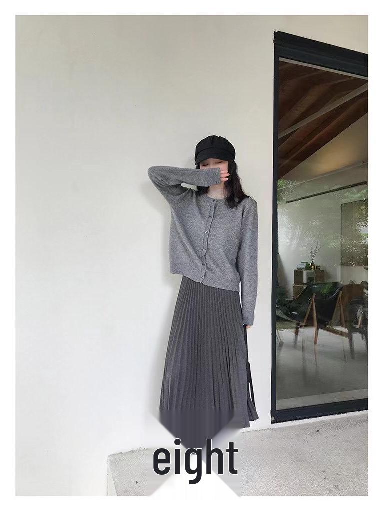 Коричневая плиссированная юбка миди на весну 2022 One Size