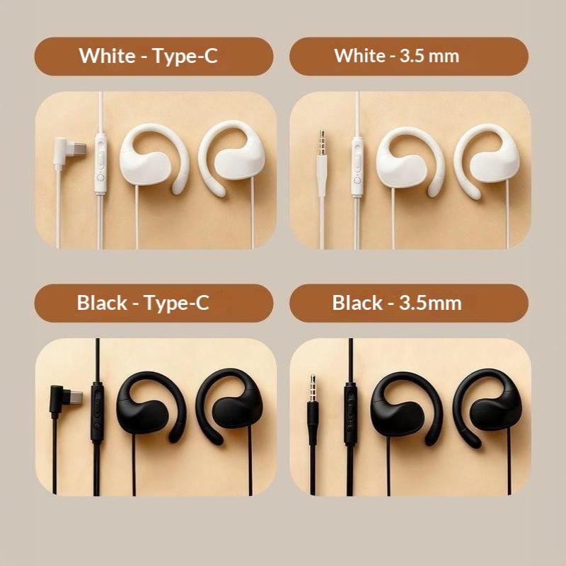 Wired Control Type C 3.5Mm Headphones Ear Hook 9D Surround Sound Bass Earbuds Sports Gaming Headset Earphones