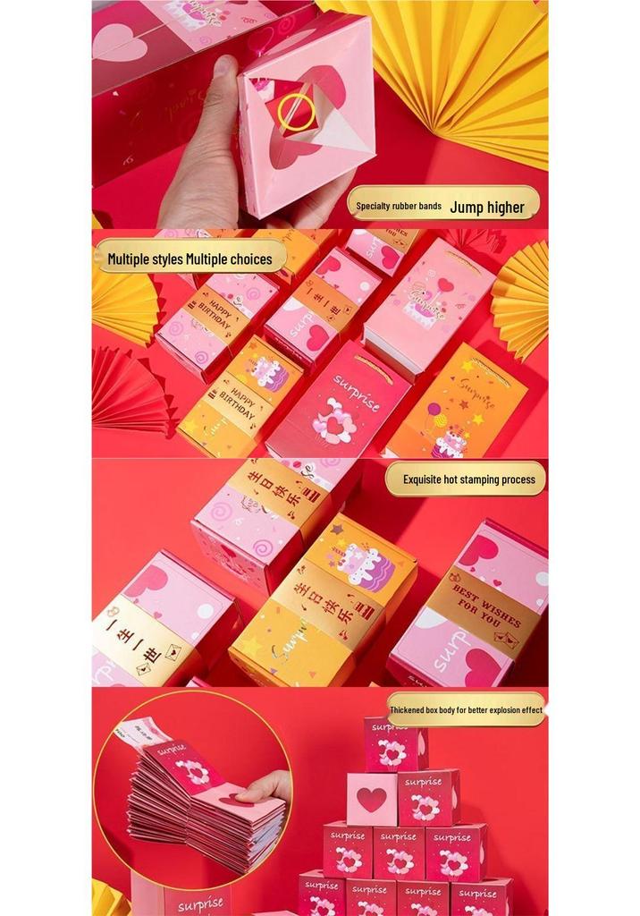 Gradient Surprise Jumping Red Envelope Birthday Gift Box - Money-Dispensing Explosion Box for Girlfriend