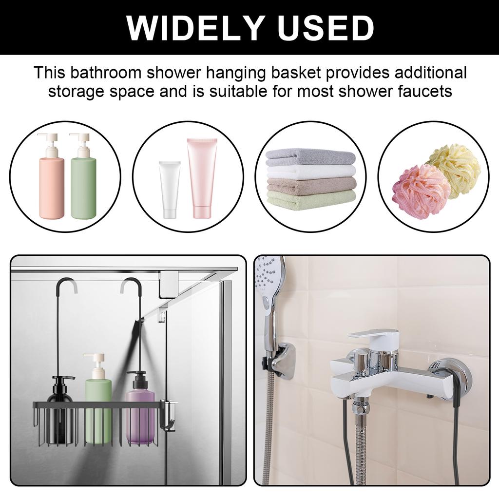 Aluminium Bathroom Shelf Without Drilling Hanging Shower Caddy Bathroom Storage Basket for Shower Room Home Bathroom Accessories