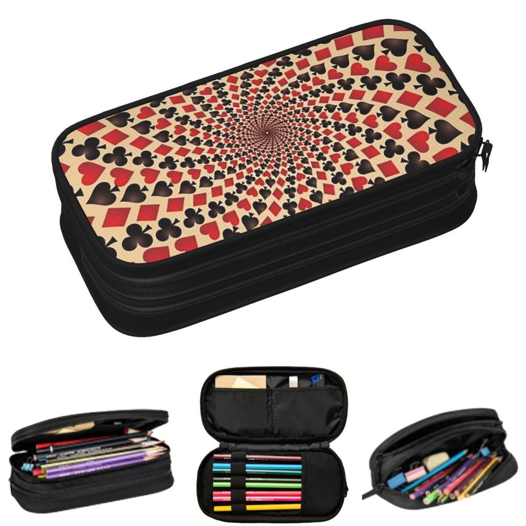 Ace Of Diamonds Playing Card Hearts Spades Pencil Cases for Students Gifts Pen Box Pencil Bag Large Storage Pencil Pouch