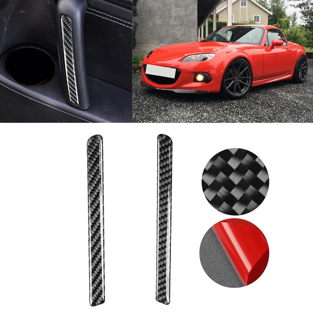 2Pcs Interior Door Armrest Panel Cover Trim Carbon Fiber Sticker Fit for Mazda MX‑5 Roadster NC 2009‑2015