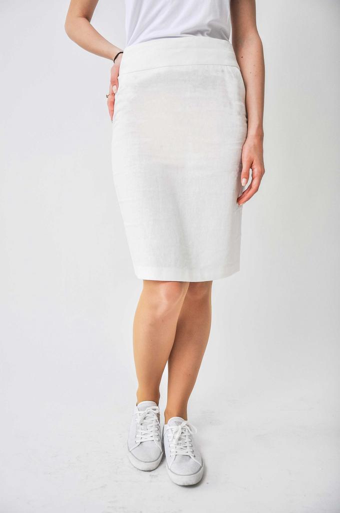 Gonna classica in lino al ginocchio