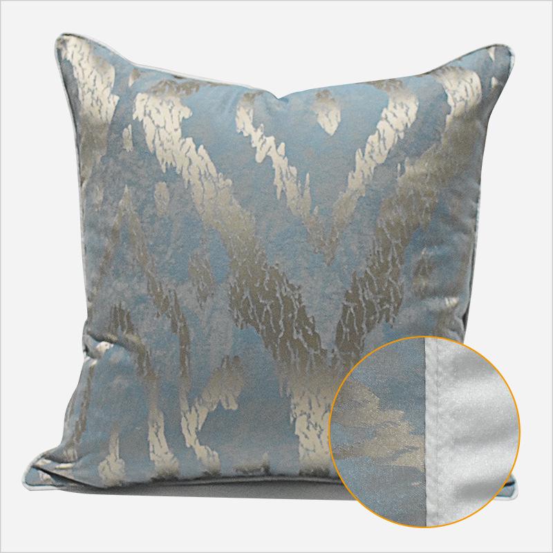 Blau-Grauer Moderner Luxuriöser Geometrisch Gestreifter Kissenbezug für Sofa oder Wohnzimmer