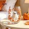 Personalized Daily Use Glassware Stemless Wine Glasses with Marine Animal Pattern, 420ml Capacity, High Borosilicate Halloween Themed Drinking
