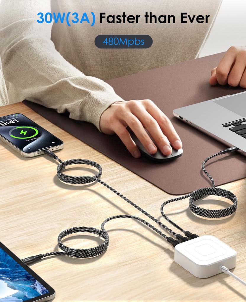 Magtame Fast Magnetic Metal Double Memory Compatible with and USB A to C Devices USB-C Cable, Charging, QC3.0 Compatible, Adsorption,