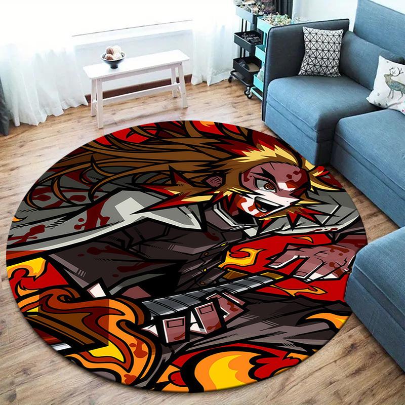 Tappeto Rotondo Demon Slayer Tappeto Tappeto Per Soggiorno Camera Da Letto Divano Sala Giochi Decorazione Tappetino Antiscivolo