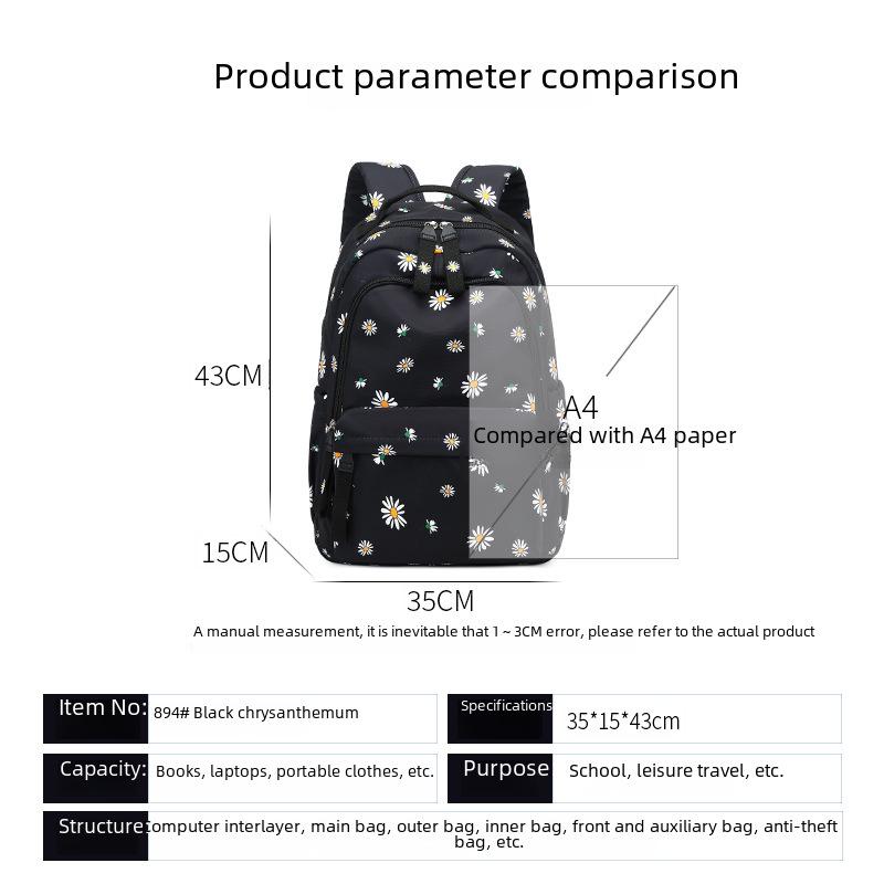 2024 New Large-Capacity Backpack for Junior & Senior High School Girls - Lightweight & Simple Design