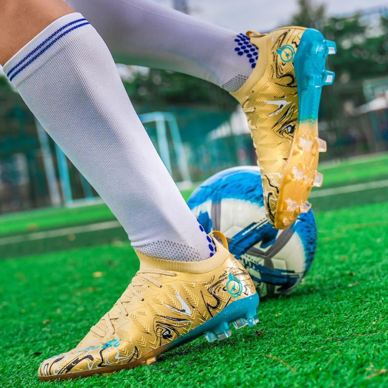 33-46 Men's High Top Elastic Sock Mouth Football Boots Outdoor Long Spikes Sports Football Boots Large Size Youth Sports Kid's Football Boots