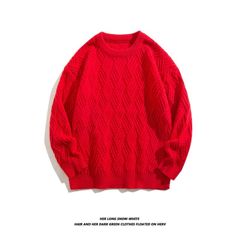 Men s Autumn & Winter Trendy Loose Knit Sweater M красный