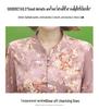 High-Quality Silk Tang Suit Shirt for Women - Summer Mid-Sleeve Plus Size Top for Middle-Aged and Seniors