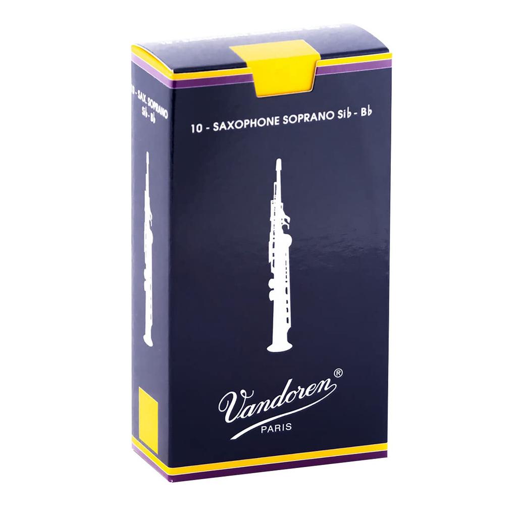 VandorenSoprano Saxophone Reeds, Blue Box, 10-Pack, Traditional Vandoren 3 (Authentic Nonaka Product)