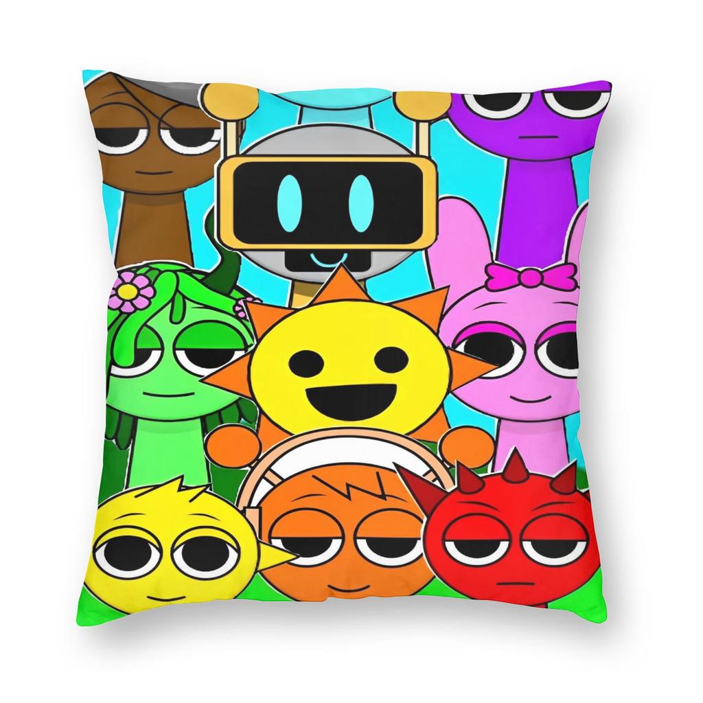 Sprunki Characters Game Square Pillow Covers Polyester Sofa Cushion Cover Cool Decorative Throw Pillow Case 40*40