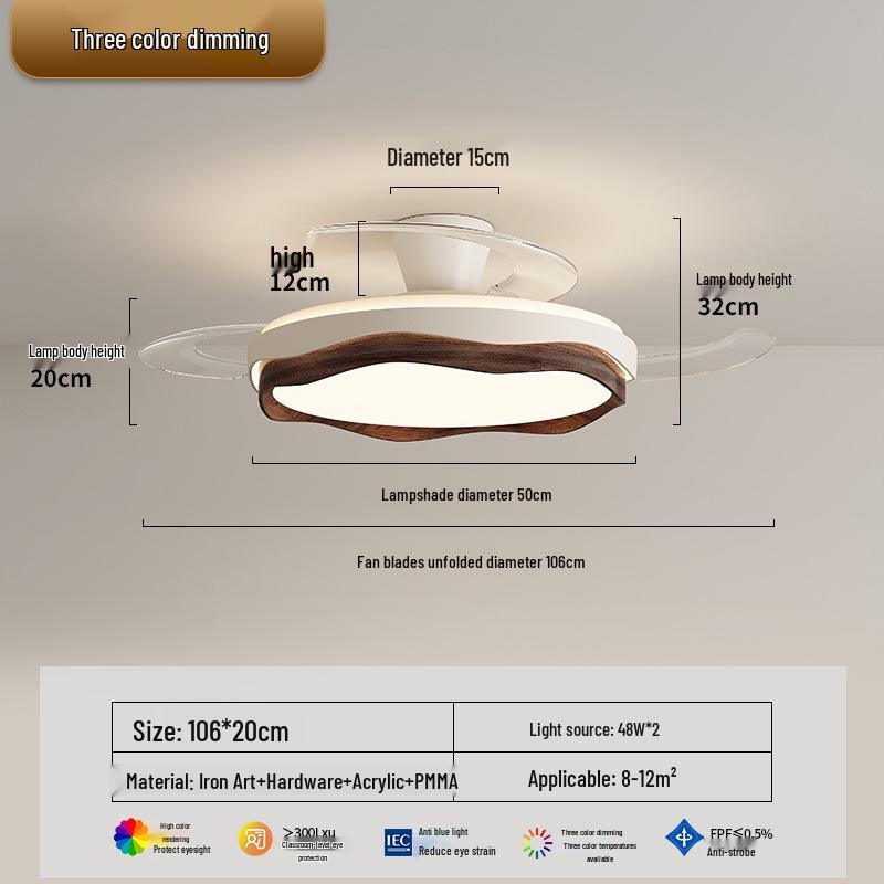 2025 Modern Silent Ceiling Fan with Integrated Light for Bedroom or Restaurant