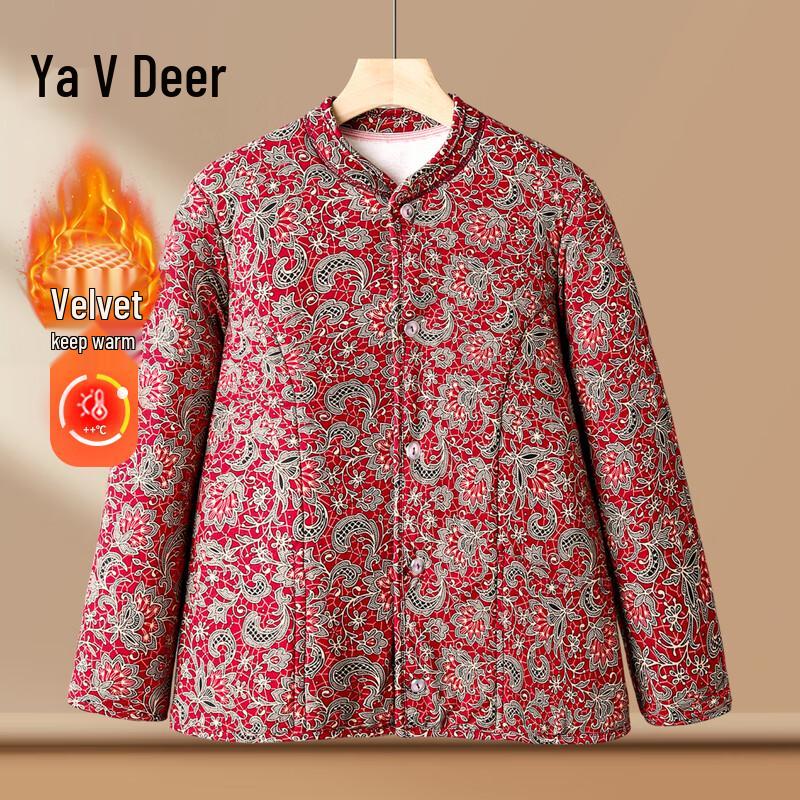 

Yalu Mid-Aged Women s Floral Padded Jacket 4XL