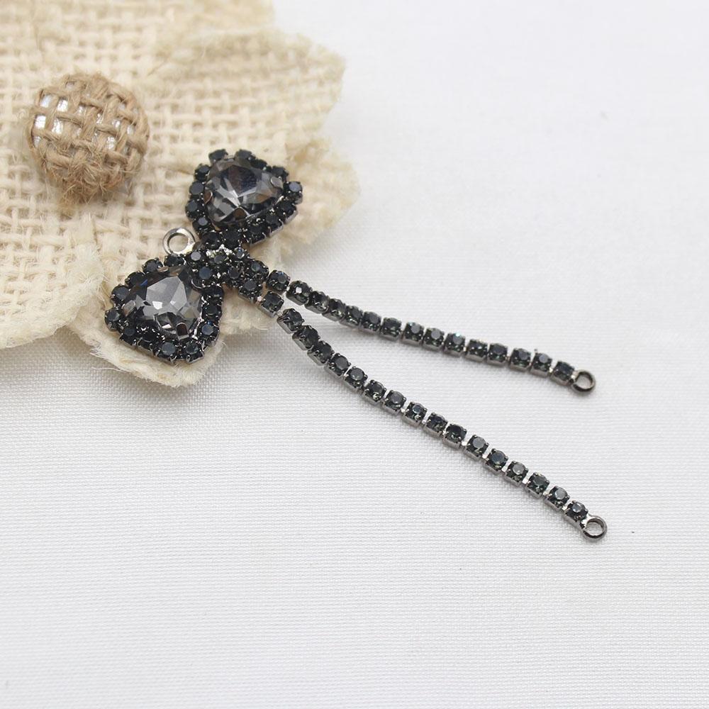 New 2-piece 26 * 59MM Shiny Flat Bow Tassel Pendant DIY Hair Accessories, Earrings, Clothing, Wedding Decoration Accessories