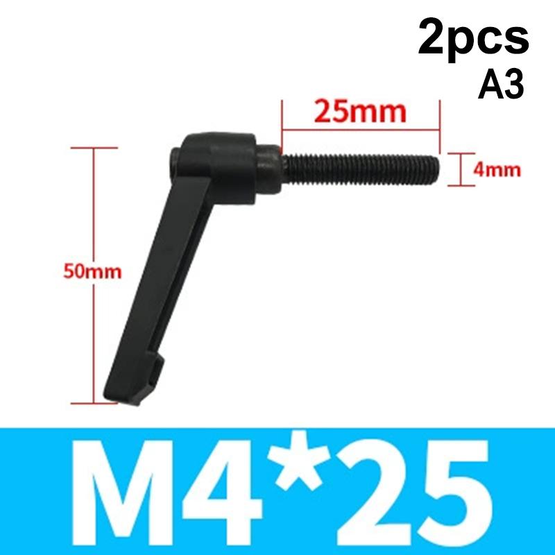 2Pcs M4 M5 M6 M8 Clamping Lever Machinery Adjustable 7-Shaped Handle Locking External Male Thread Knob