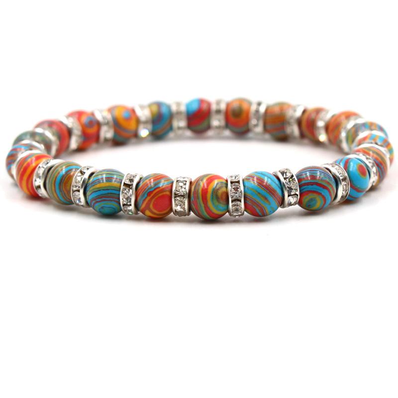Fashion Malachite Beads Bracelet 8mm Natural Stone Peacock Malachite Beaded Handmade Bracelet Bangles Jewelry Women Men