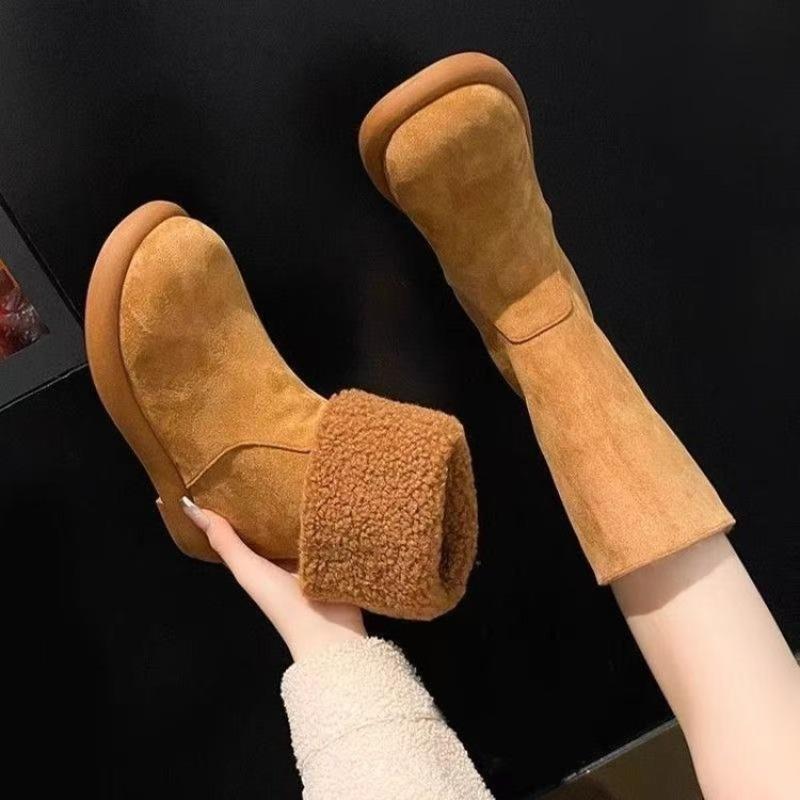 Flat Snow Boots for Women, Thickly Lined Wool Boots, New Mid-calf Boots, Woolen Shoes