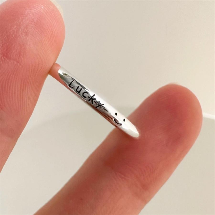 Korean S Smiley Face Star Ring Female Retro Simple Open Ring