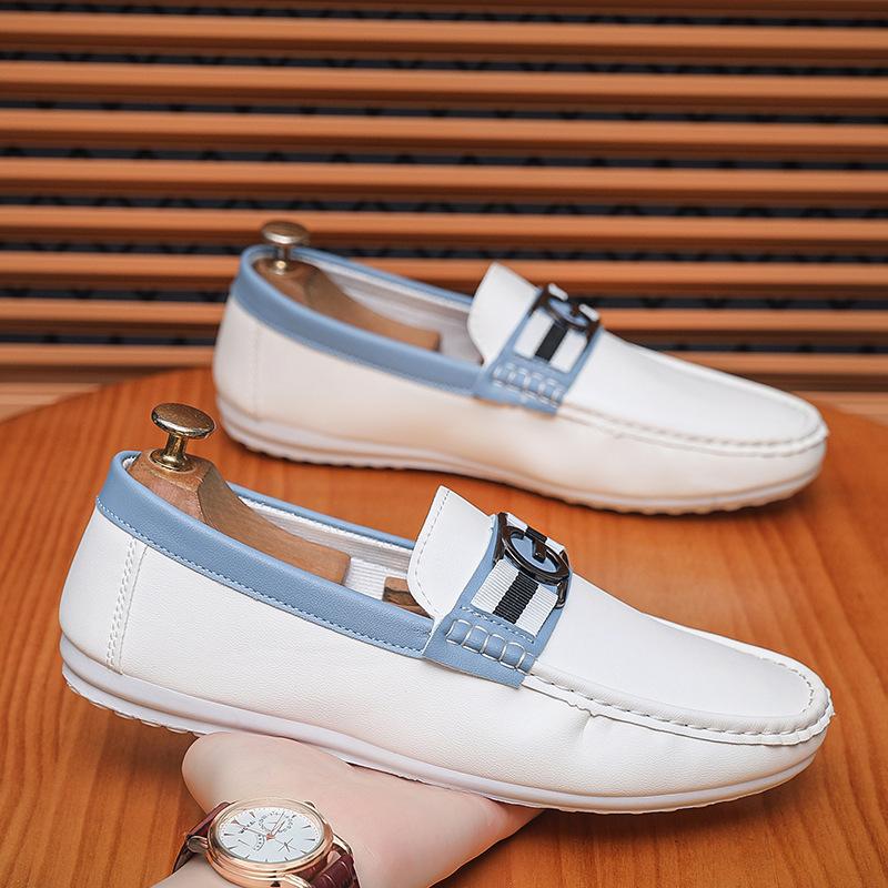 Doudou shoes men's 2025 new summer men's shoes trend casual lazy one pedal social guy shoes white