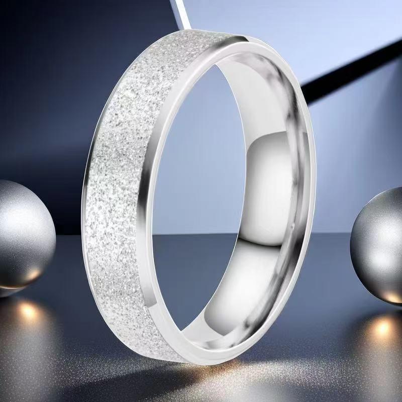 Fashion Frosted Stainless Steel Titanium Rings for Women - Versatile, No-Fade Taigang Style