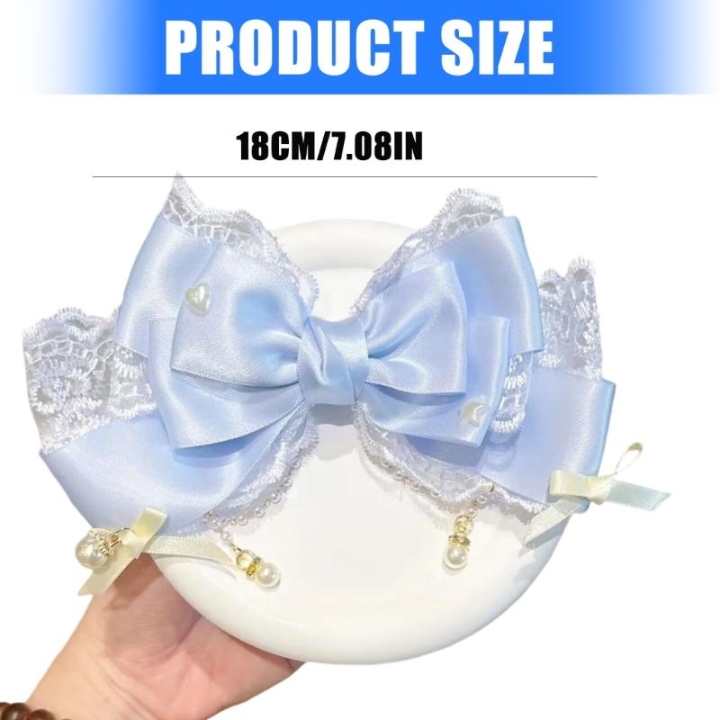 Elegant Bows Hair Clip With Lace And Satins Ribbon For Women And Girls Perfect For Daily Wear Or Special Occasion