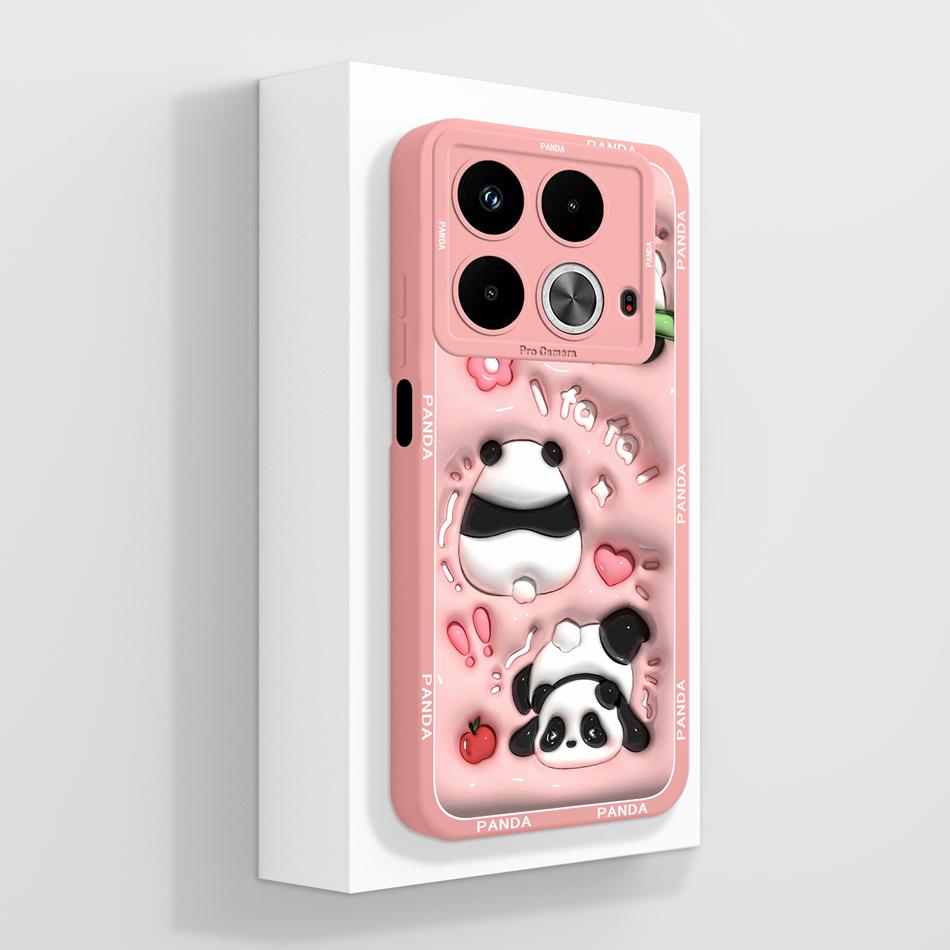 For infinix Note 40 Pro Plus 40X Case Couple Panda Phone Housing For Note40 Note 40X Full Protection Liquid Silicone Back Cover