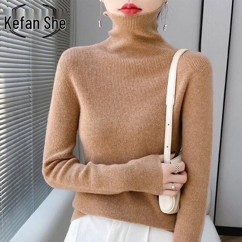 Kevanshe Women's Slim Fit Wool Turtleneck Sweater