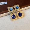 Pre-Owned Floral Geometric Rhinestone Jewelry Set with Clavicle Necklace & Earrings In Turquoise and Pearl Tones