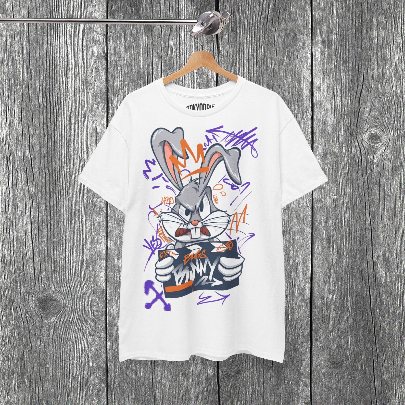 Bunny Mugshot Graphic Tee: Vintage Graffiti Style Unisex T-Shirt 3XL