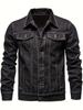 Autumn Men Solid Denim Jackets Fashion Motorcycle Vintage Jeans Jackets Hommes Slim Fit Cotton Casual Black Blue Coats