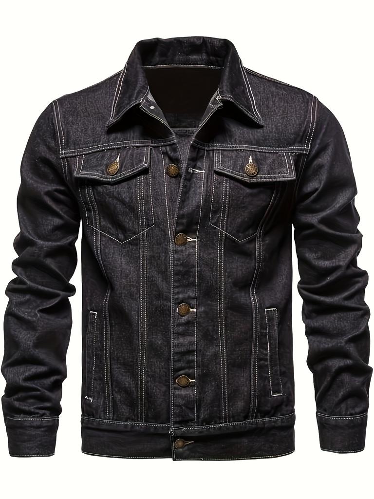 Autumn Men Solid Denim Jackets Fashion Motorcycle Vintage Jeans Jackets Hommes Slim Fit Cotton Casual Black Blue Coats