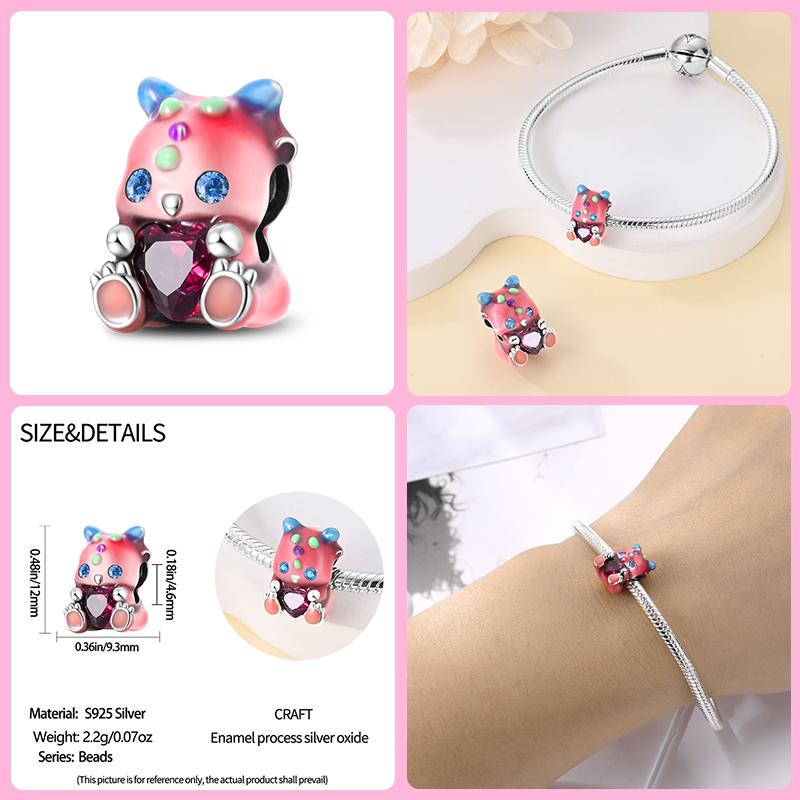 Copper Lovely Animal Cat Squirrel Penguin Heart Zircon Charms Beads Fit Qikaola Original Bracelets Fine Diy Jewelry