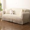 Thick Elastic Bubble Gauze Sofa Cover with Lace Full Wrap Slip Proof for Chaise Lounge Sectional Sofa