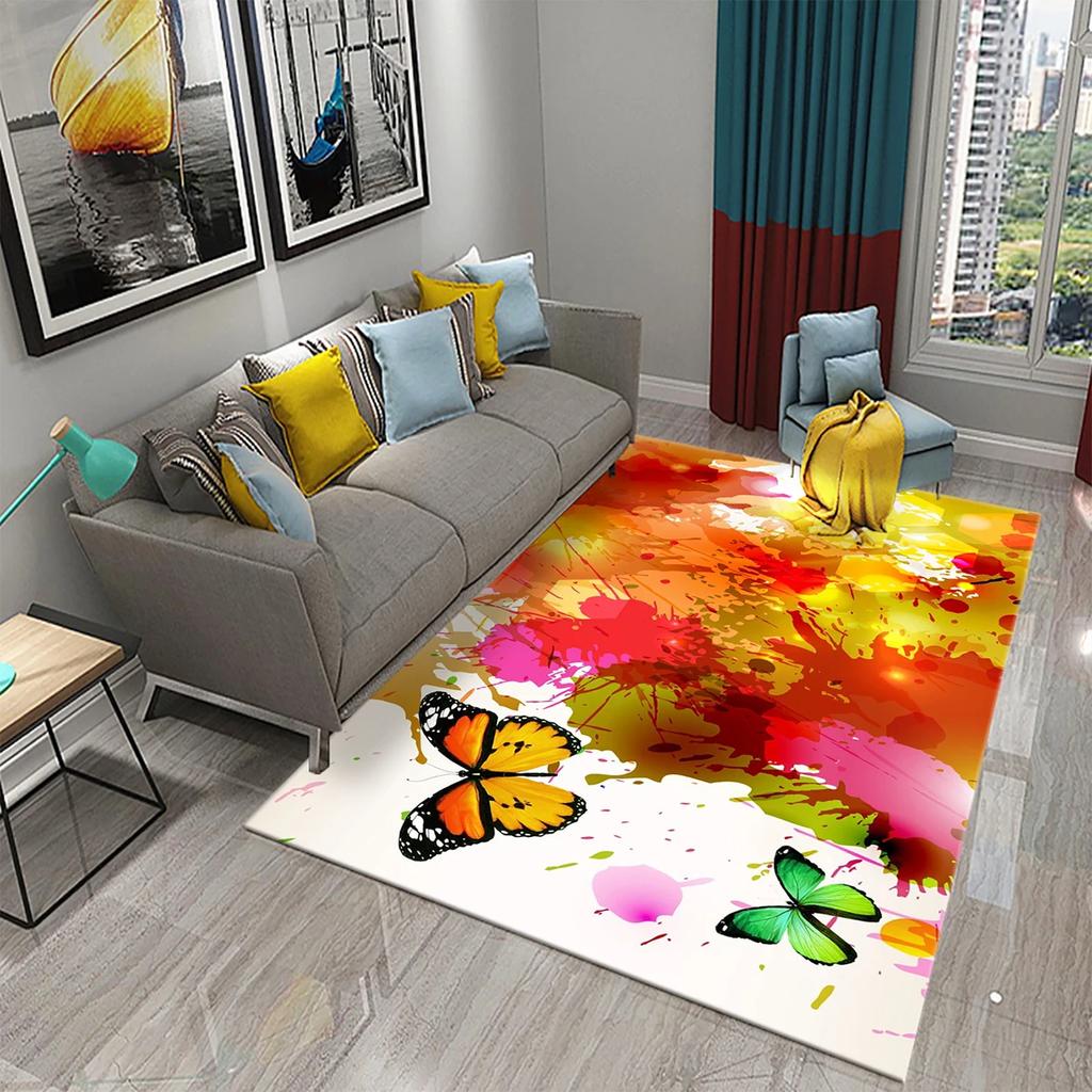 3D bunte Schmetterling Teppich Schlafzimmer Eingang Tür Dekor Matte Innenteppiche Wohnzimmer Fußmatten Badezimmer rutschfeste Teppiche