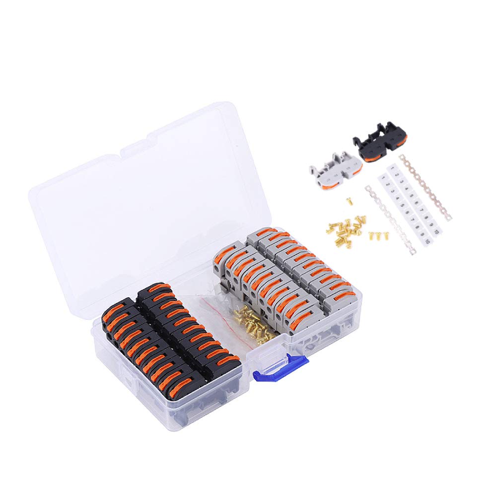 20Pcs DIN Rail Terminal Blocks Kit, Universal Compact Wire Wiring Connector, for Electrical Wires, Appliances, Electrical Controls