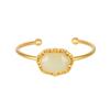 Imitation Hetian Jade Openwork Lace Geometric Bracelet - Retro White Ruyi Lock Fortune Bangle