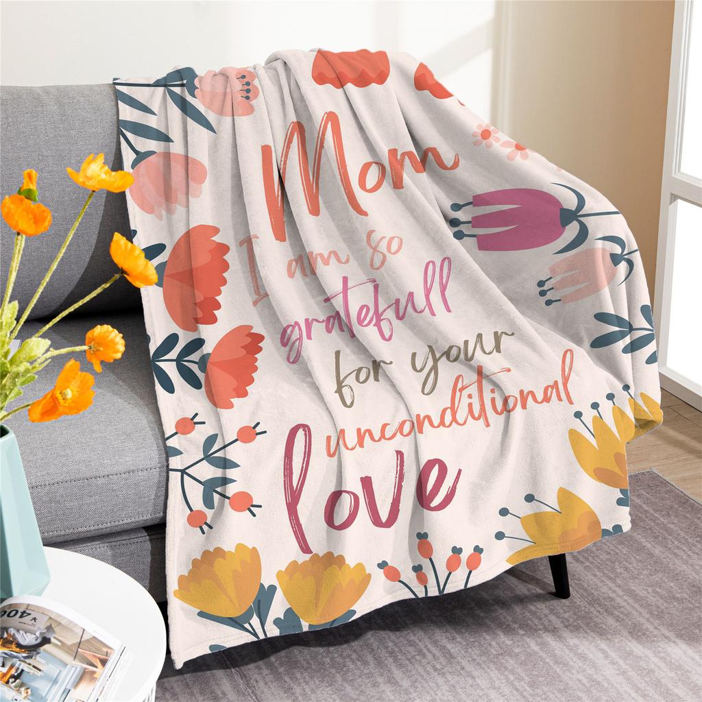 Mothers Day Letters digitalprinted polyester Bedroom velvet flannel soft sofa cover blanket Fleece soft sofa cover blankets