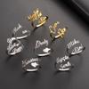 Custom 3 Double Finger Ring Personalized Family Couple Mother Father Gift For Women Men Gold Color Stainless Steel Jewelry