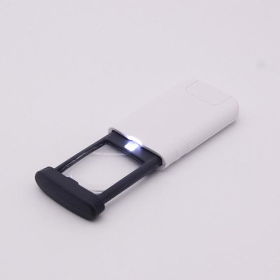 Magnifying Glass with LED Light Pull-Out Portable Magnifier Elderly Reading Pocket Loupe for Traveling