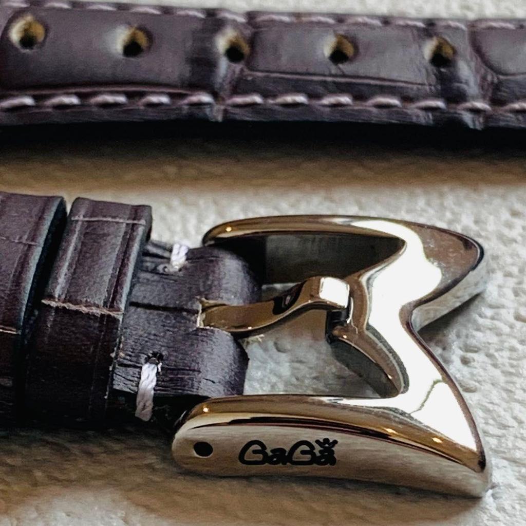 Used GAGA MILANO Genuine Leather Croco Embossed Watch Strap Gray for Manuale 48mm