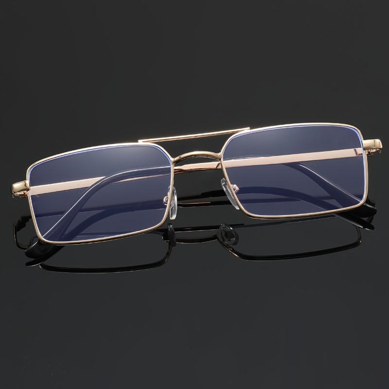 [Vintage Flat Lens Glasses] Unisex Full-Frame Metal Vintage Flat Lens Glasses - 1 Pair - New Summer Fashion Trend for Business Casual Daily Wear