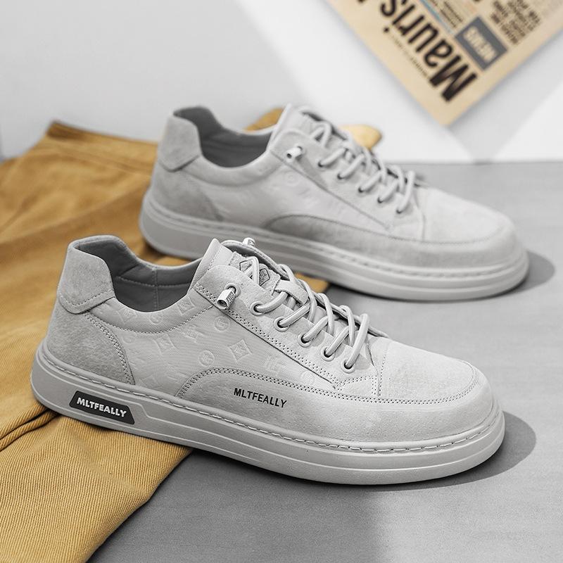 One-Pedal Men'S Shoes Trendy Brand High-End Casual Board Shoes Men'S Leather Shoes Little White Trendy Shoes