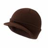 Earflap Short Brim Beanie Cap Thicken Add Plush Lined Hat Fashion Warm Knitted Peaked Cap  Winter